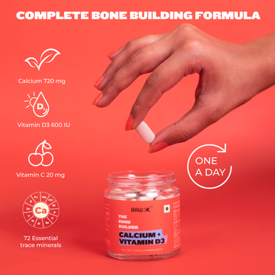RawRX Algae Calcium + D3 with Vitamin C | Magnesium | and Zinc - 90 Calcium Tablets for Strong Bones & Joints | Improve Bone Mineral Density - Calcium Supplement for Women and Men
