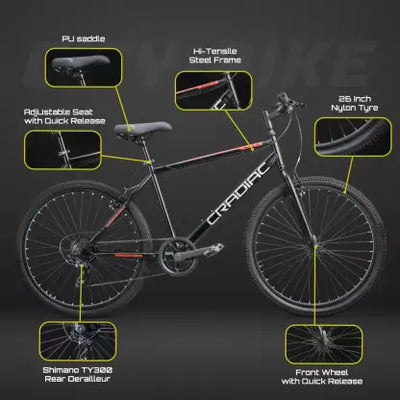 City 7 Speed 26 T Hybrid Cycle/ City Bike (7 Gear, Black)