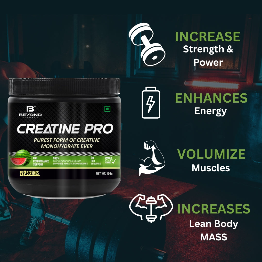 Beyond Fitness Creatine Pro | 3g pure Creatine Monohydrate- 156gm and BCAA & Taurine Isotonic Energy Drink With Electrolytes and vitamin 500gm
