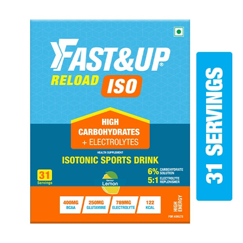 Fast&Up Reload Isotonic Energy Drink | Carbs + Electrolytes + Aminos | Restore, Replenish and Recover | Lemon Flavor – 31 servings (Lemon)