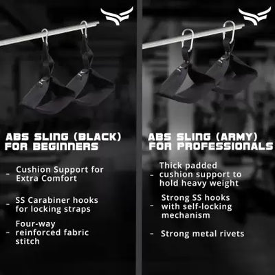 Dura Abs Slings-Nylon Padded-Heavy Duty Straps–for Muscle Building Shoulder Support (Black)
