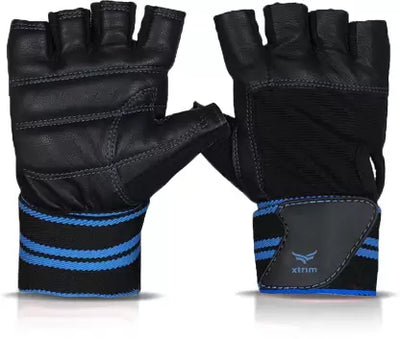 Macho X Unisex Leather Professional Weightlifting | Fitness Training and Workout Gym & Fitness Gloves (Blue)