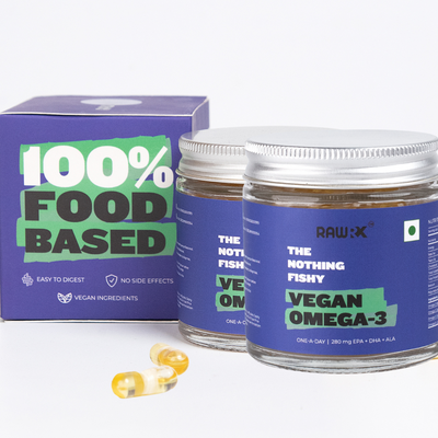 RawRX Vegan Omega 3 | 60 Capsules | Algal Oil-based DHA (150mg) | EPA (30mg) & ALA (100mg) formula | 100% Vegetarian Algae & Flaxseed | Better than Fish Oil | Heart Health & Joint Support for Men & Women