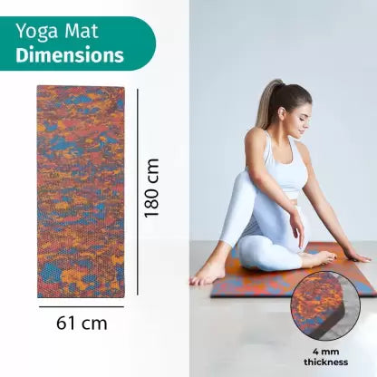 4mm Anti Skid and Durable Multicolour Yoga Mat for Home & Outdoor Workout with Bag Multicolor
