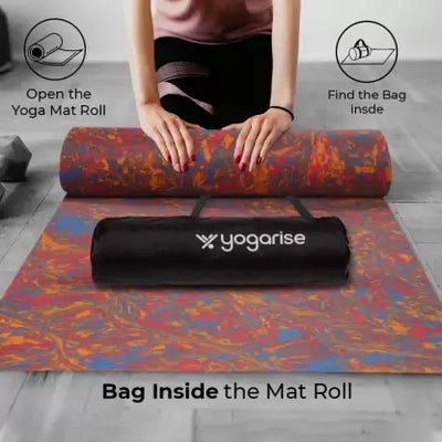 4mm Anti Skid and Durable Multicolour Yoga Mat for Home & Outdoor Workout with Bag Multicolor