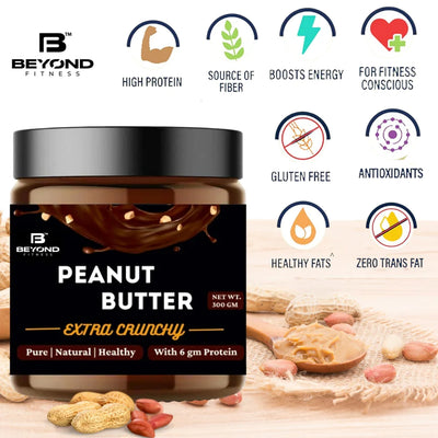 High Protein Peanut Butter | Dark Choclate | Extra Crunchy | 6gm Whey protein per serving | 300gm
