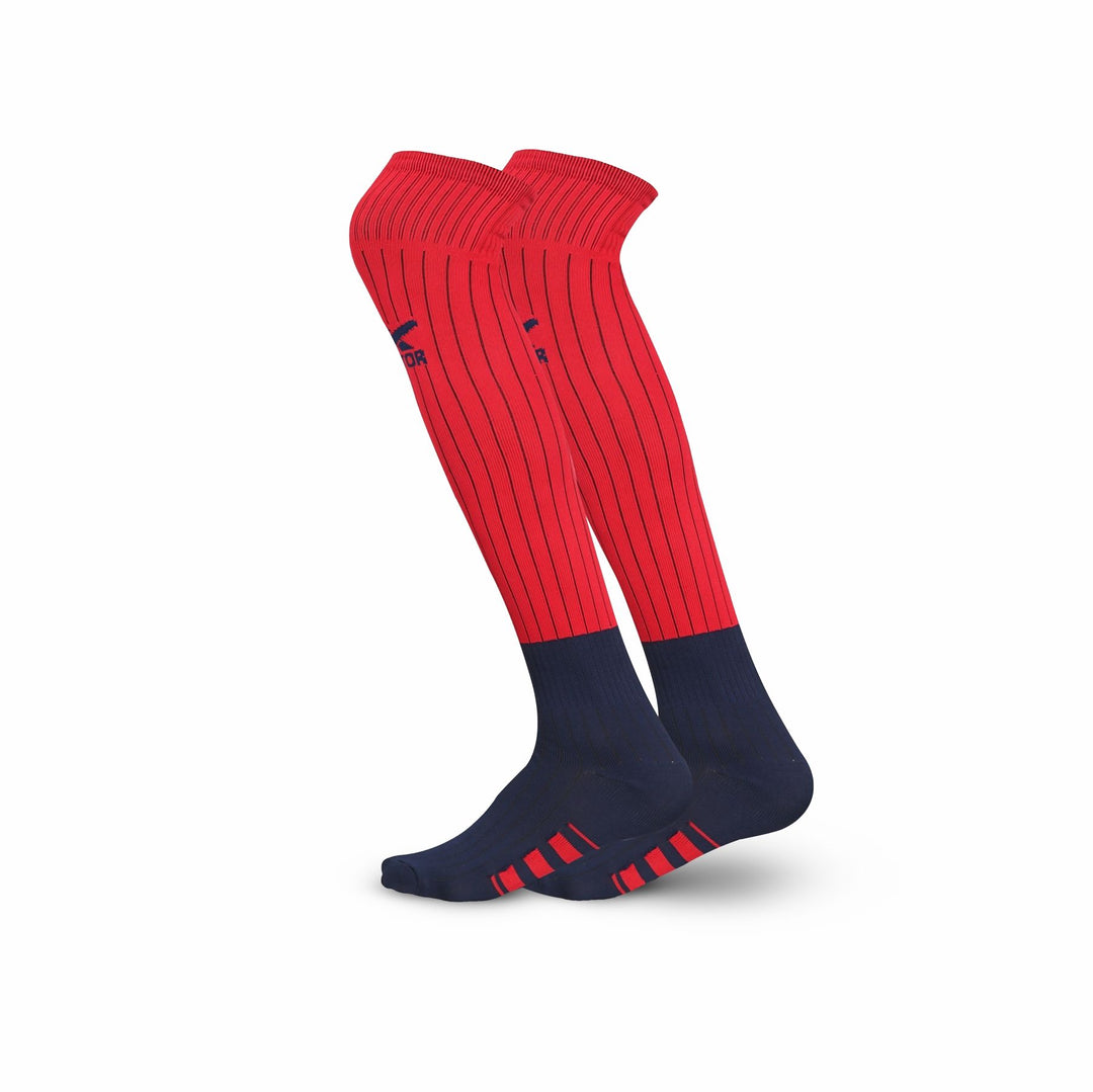Men & Women Knee High Socks (Pack of 2) Free Size (Red)