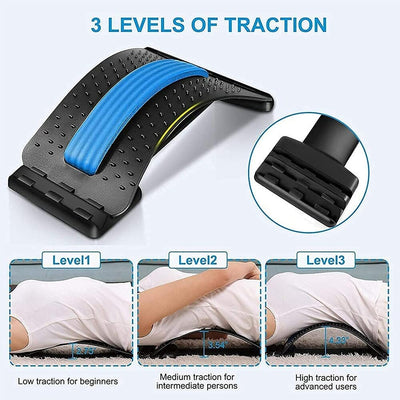 Back Pain Relief Product Back Stretcher | Spinal Curve Back Relaxation Device | Multi-Level Lumbar Region Back Support for Lower & Upper Muscle Pain Relief | for Bed Chair & Car