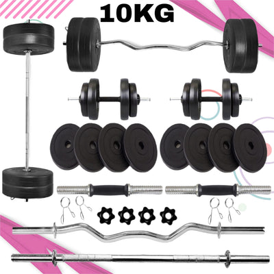 10 Kg Fitness Equipments Home Gym Combo Kit curl and plain rod Home Gym Combo