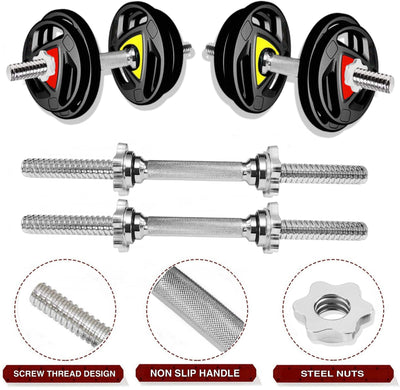 30KG GYM SET 4ft |5Ft+Pair Star Nut Dumbbell |Rubber Coated Iron Plates & ACC(25MM)