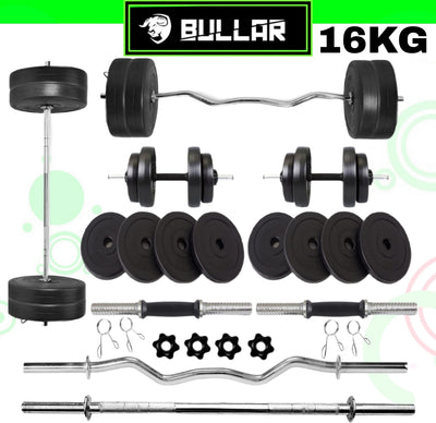 16 kg Fitness Equipments Home Gym Combo Kit curl and plain rod Home Gym Combo