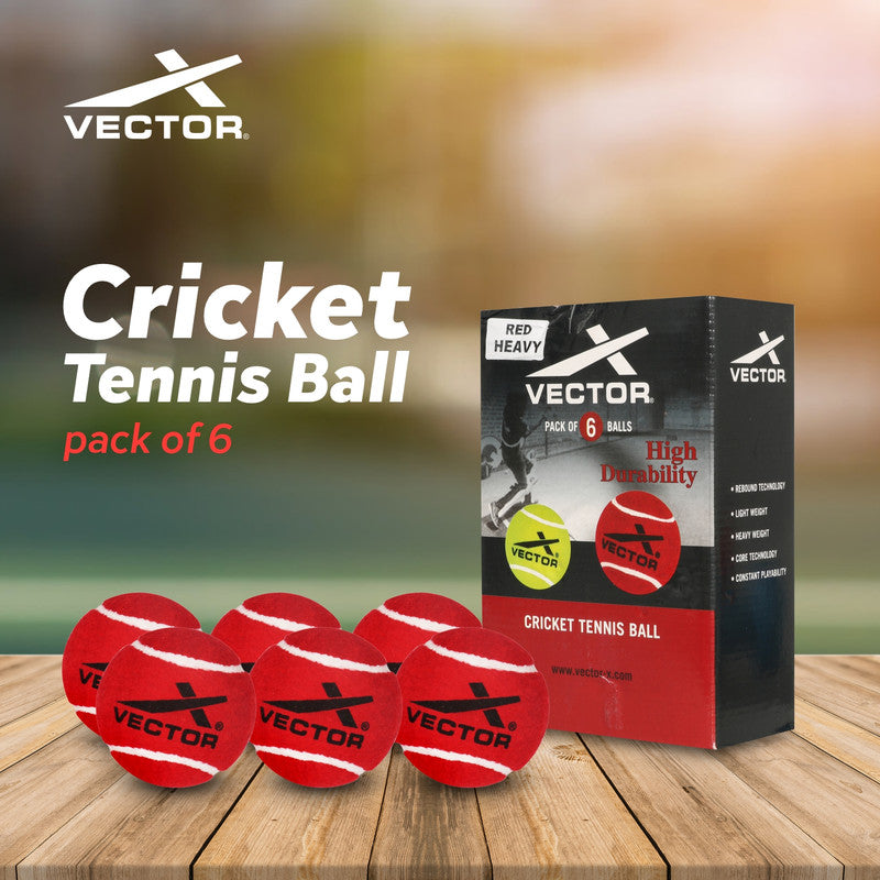VECTOR X Heavy-Red Cricket Tennis Ball (Pack of 12)