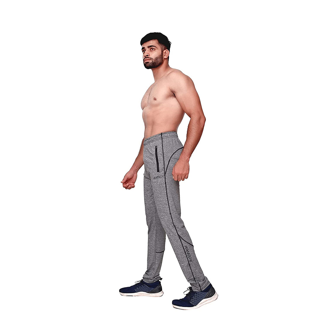 Men’s Slim Fit Polyester Track Pants (Grey)