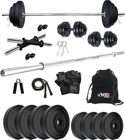 30 kg PVC Combo with One 4 Ft Plain Rod and One Pair Dumbbell Rods | Home Gym