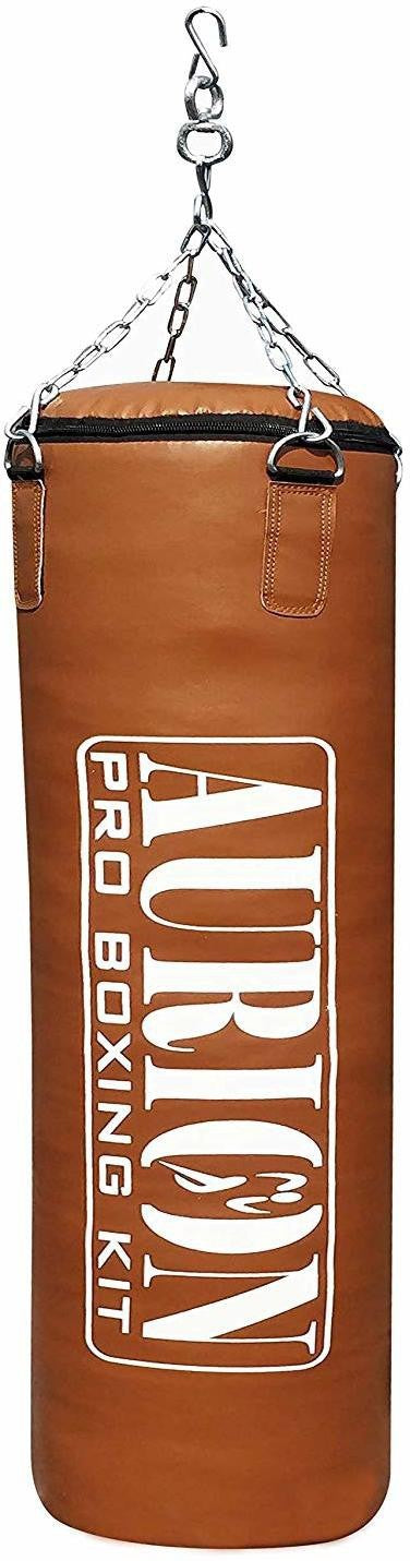 Aurion by 10Club 4 Feet Unfilled PU Leather Punching Bag | Professional Boxing Bag with Hanging Chain | Boxing | MMA | Muay Thai | Kickboxing |Taekwondo - Tan 4 Feet/48 Inches