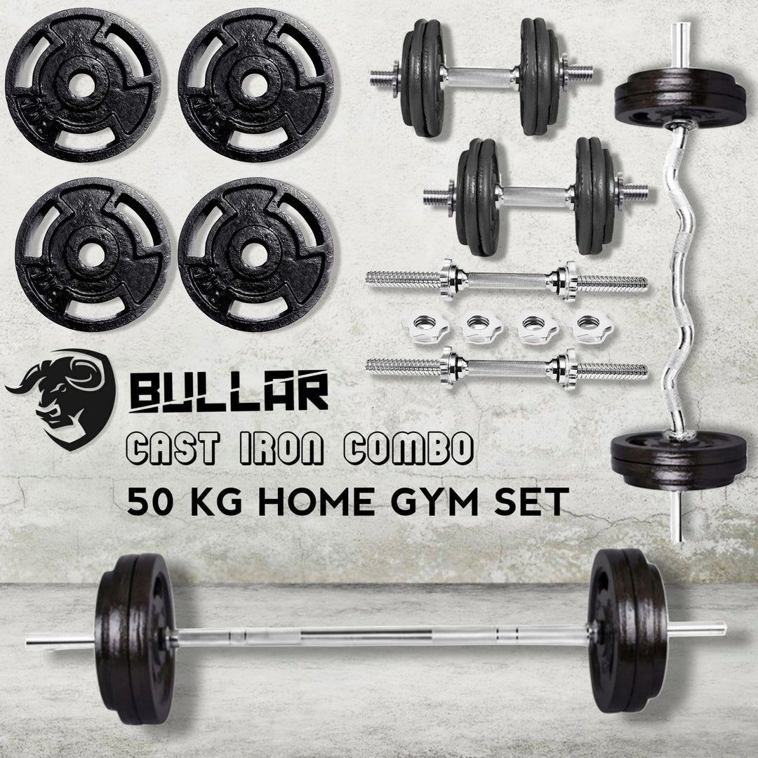50 KG Home Gym Combo  | cast iron Plates  | fitness equipments for home gym