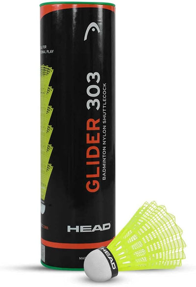 Glider 303 Nylon Shuttlecock with Natural Cork | Speed- Medium/Slow | Colour - Green | (Pack of 6)