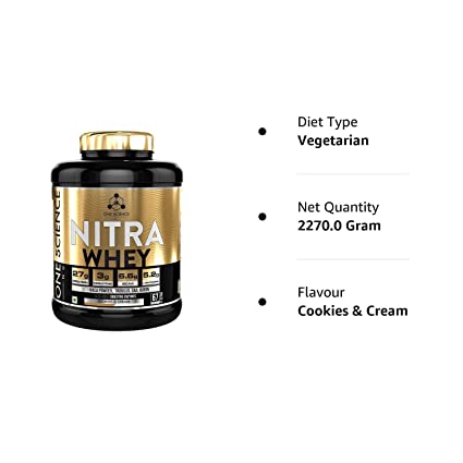 One Science Nutrition (OSN) Nitra Whey - DAA | Tribulus Terrestis | Maca powder and Boron & 27g Protein | 3g Creatine | 5.2g Glutamine | 6.6g BCAA - 5 lbs - Cookies & Cream