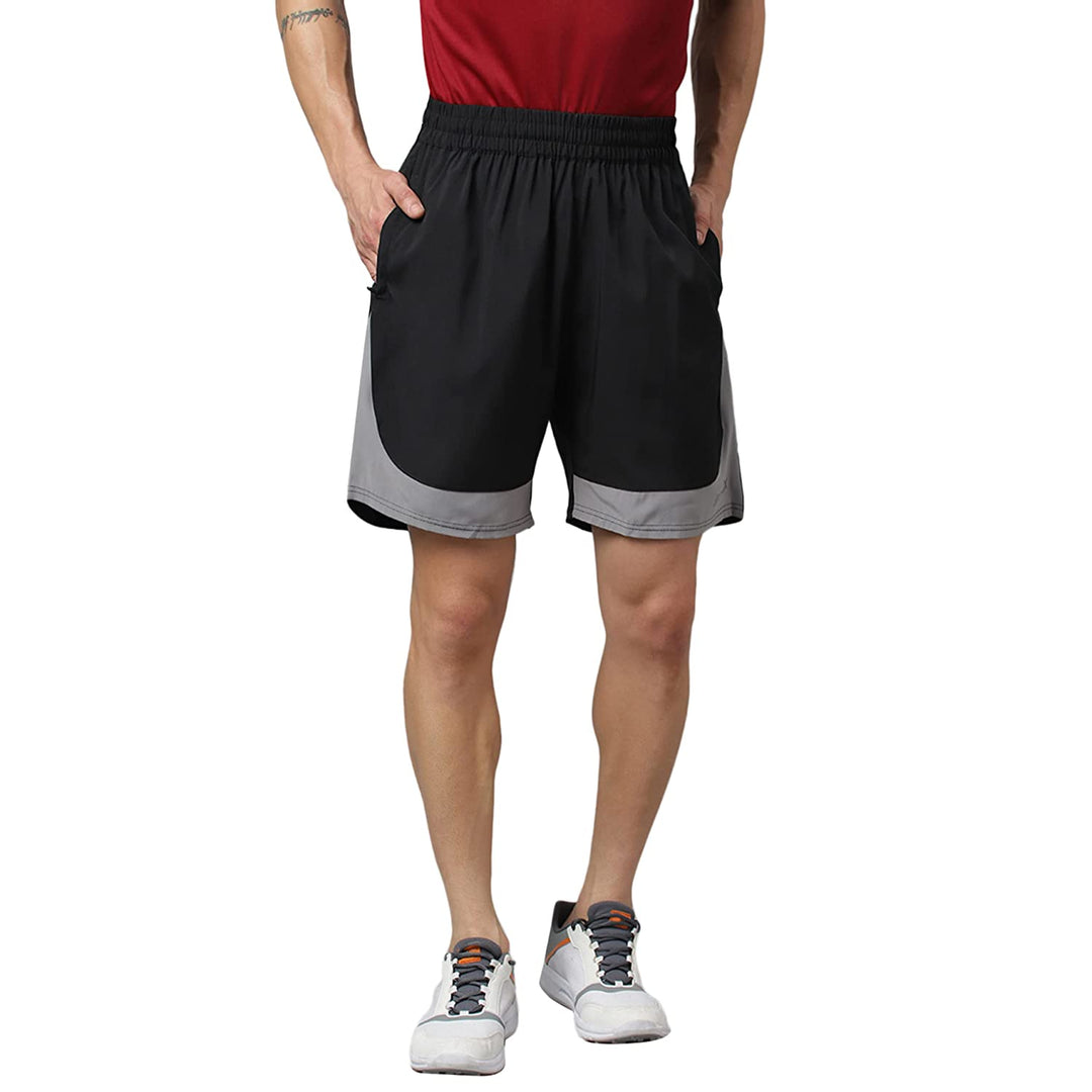 Men's Regular Fit Polyester Shorts (Stylish Black)