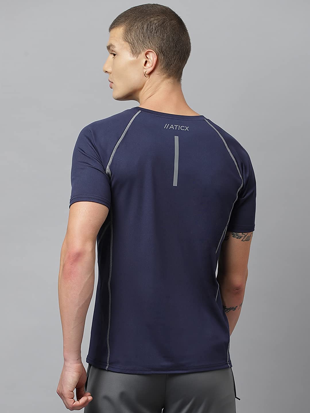 Men's Slim Fit Polyester Half Sleeve T Shirt (Sapphire Blue)