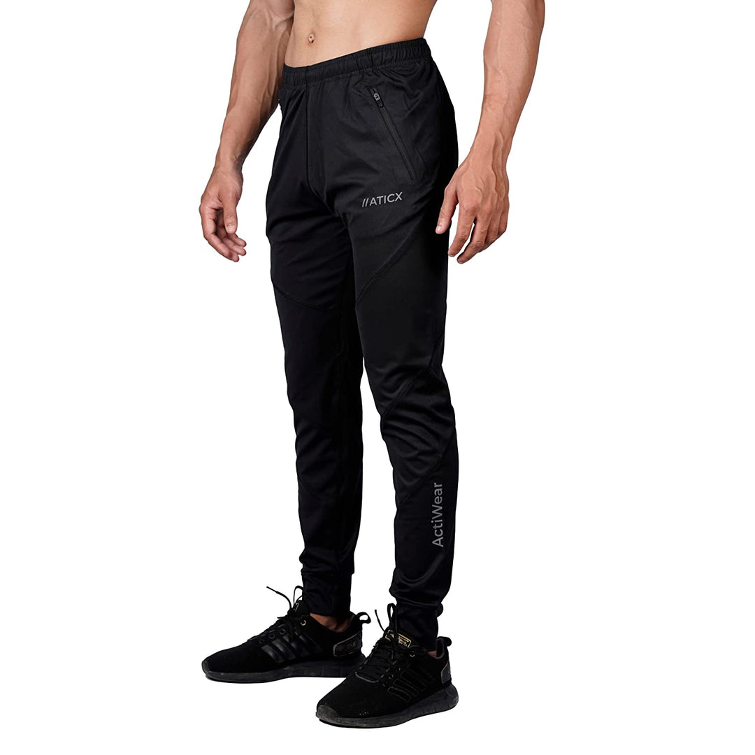 Men's Slim Fit Polyester Joggers (Jet Black)