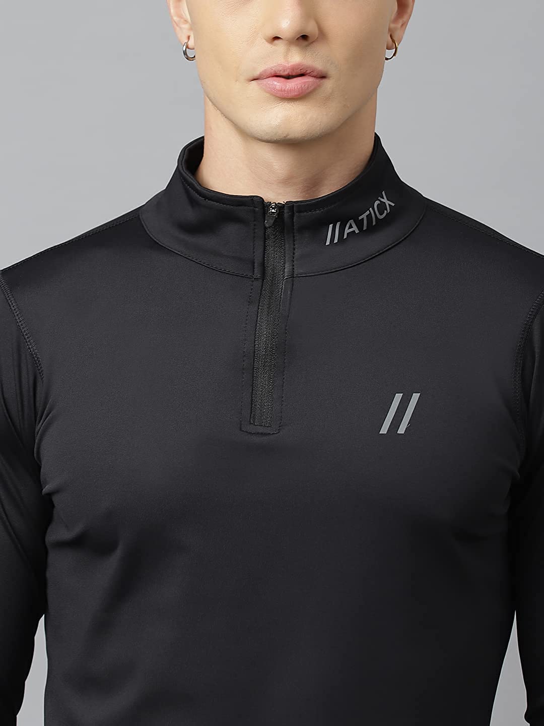 Men’s Slim Fit Polyester Full Sleeve T Shirt (Jet Black)
