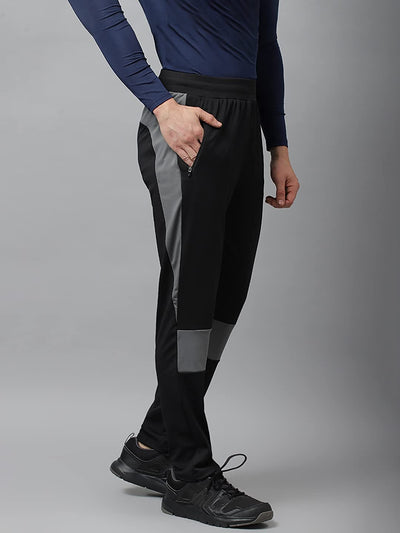Men’s Slim Fit Polyester Track Pants (Grey-Black)