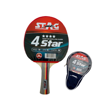 4 Star Table Tennis Racquet(Multi- Color | 178 Grams | Beginner)