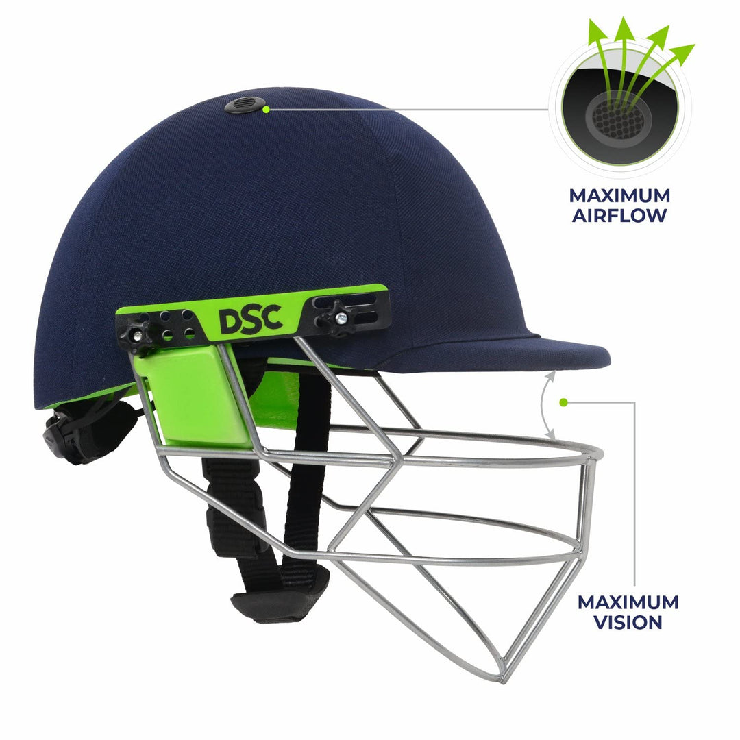 EDGE PRO Cricket Helmet for Men & Boys (Adjustable Steel Grill | Fit Adjuster |Color: Navy Blue | Light Weight | Size-Medium