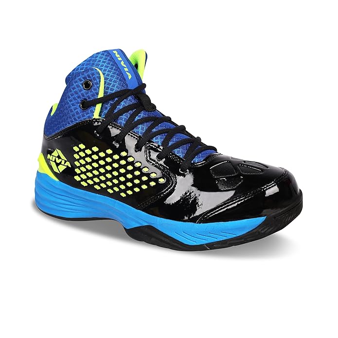 Men Mid Top Warrior-I High Breathability Non-Marking Basketball Shoes (Black / Blue)