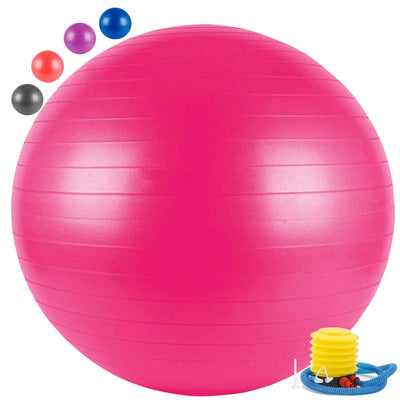 Anti-Burst Exercise Gym Ball with Pump | Anti-Slip Balance Stability Ball | Heavy Duty Fitness Yoga Ball | Extra Thick Swiss Birthing Ball | Grey (55CM)