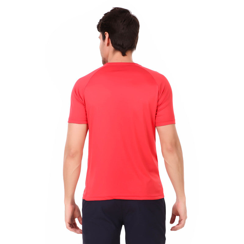 Red Self Design Men Round Neck T-Shirt 100 % Polyerster (Pack of 1)