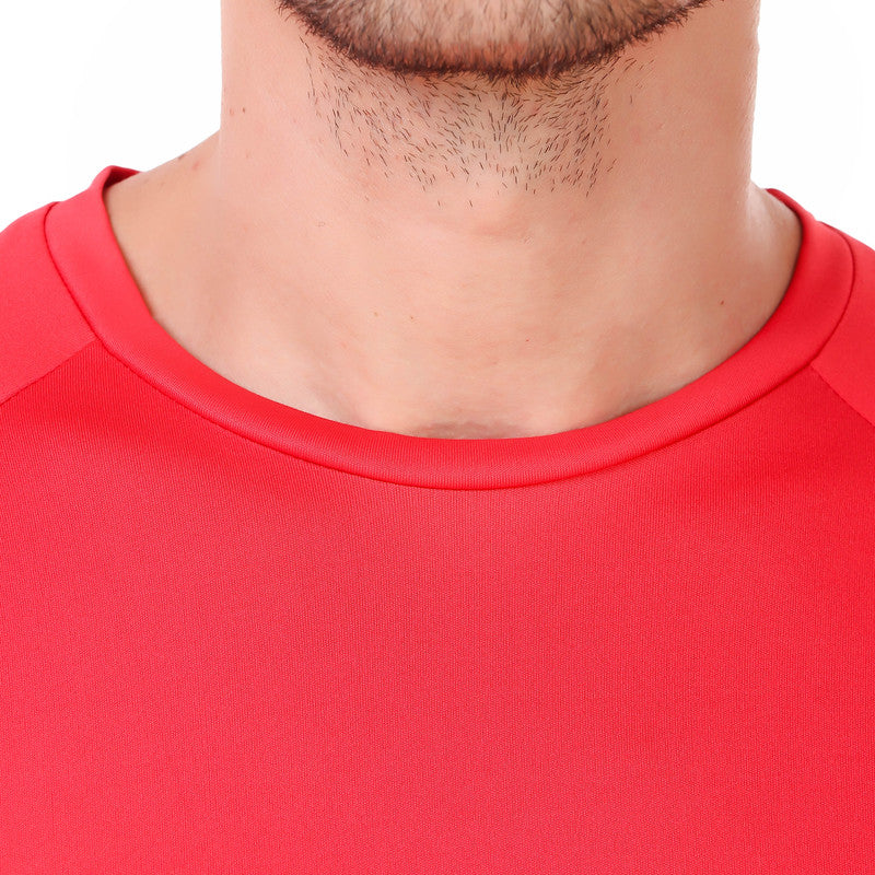 Red Self Design Men Round Neck T-Shirt 100 % Polyerster (Pack of 1)