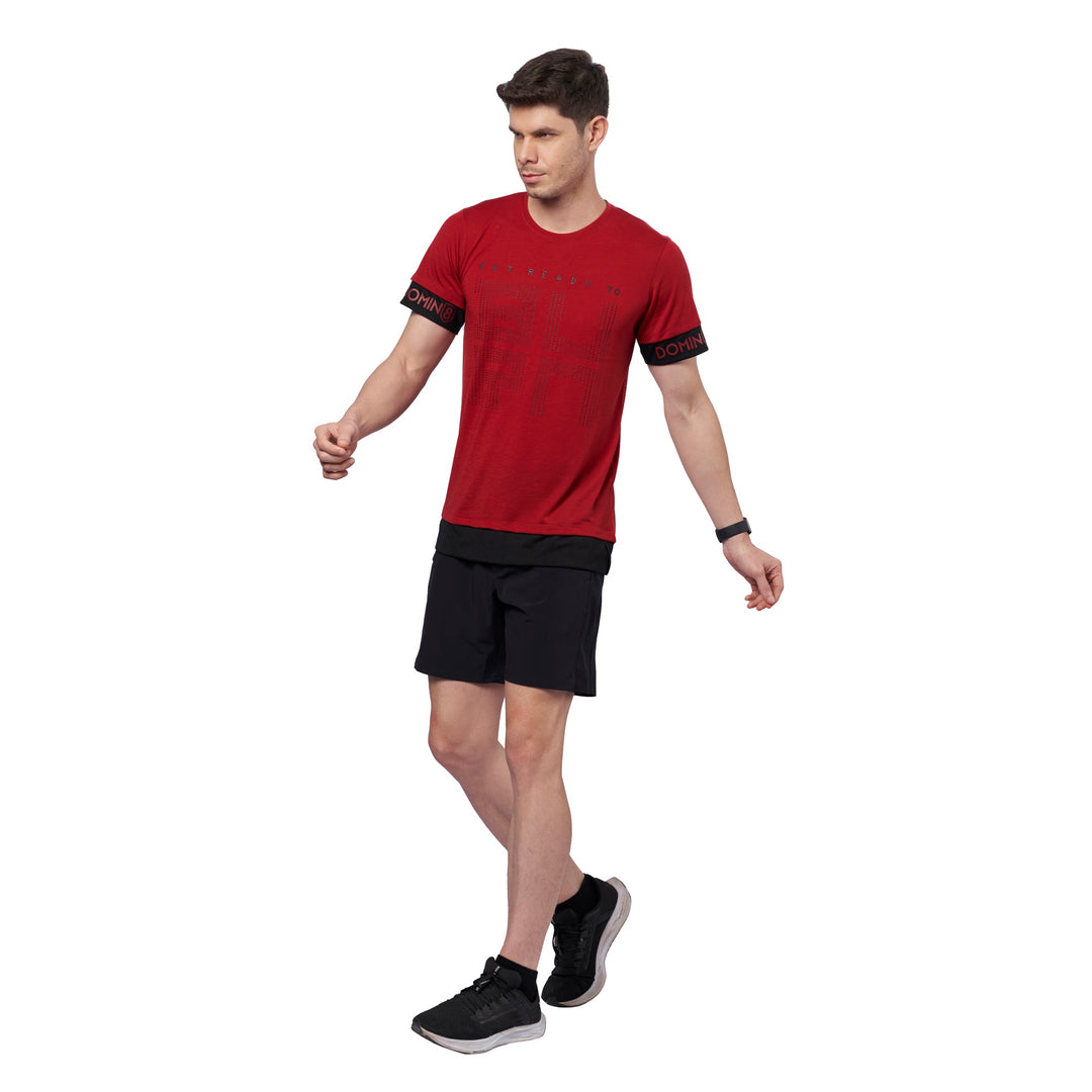 Men's HD Chest Print Outdoor Oversized T-Shirt (Red)