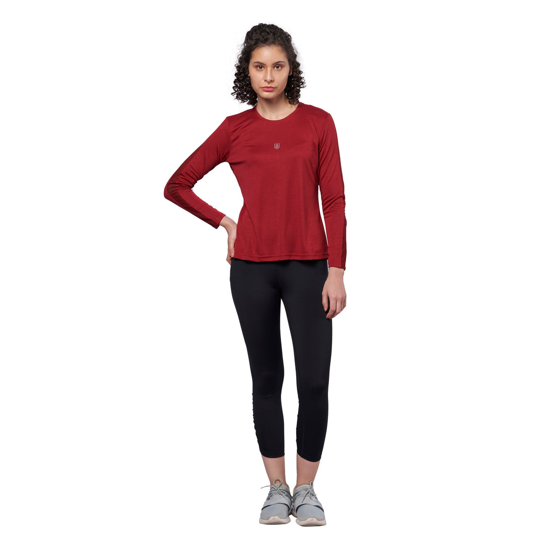 Women's Breathable Training T-Shirt with mesh cut & sew back shoulder (Maroon)
