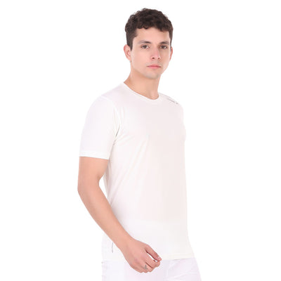 White Self Design Printed Men Round Neck T-Shirt 100 % Polyerster (Pack of 1)