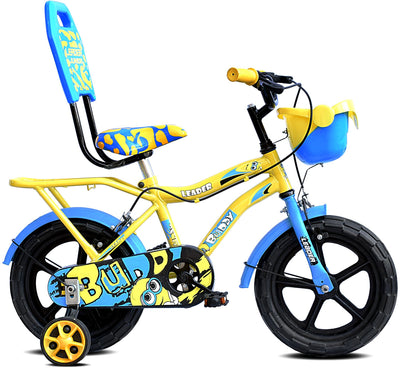 Buddy 14T Kids Cycle with Training Wheels - Semi Assembled - Age Group: 2-5 Years - 14 T Road Cycle Single Speed - Yellow Blue