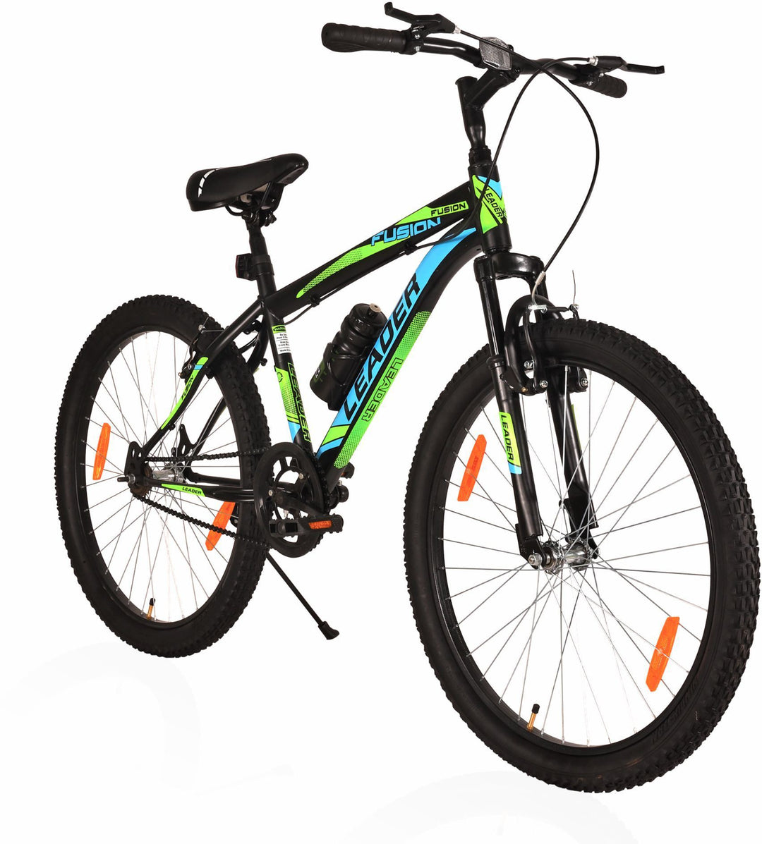 Fusion 26T MTB with Front Suspension Single Speed Cycle - 26 T Mountain Cycle Single Speed - Black Green