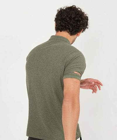 Olive Men Solid Polyester Sports Tshirt Round Neck