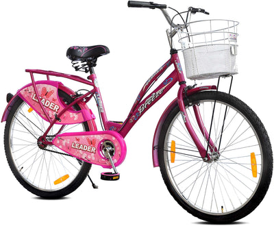 Ladybird Breeze 26T Bicycle for Girls/Women with Basket and Integrated Carrier - 26 T Girls Cycle/Women's Cycle, Single Speed, Pink