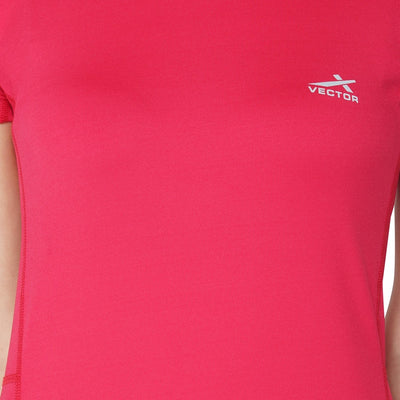 Solid Women Round Neck Pink T-Shirt (Pink)