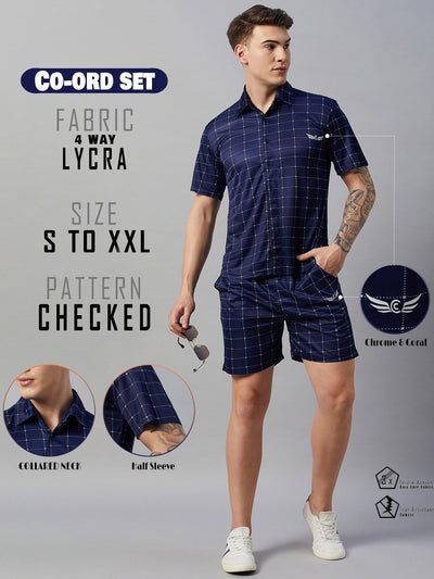 Checkered Men Co-ords Track Suit (Blue)