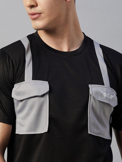 Dri-Fit Colorblock Men Co-ords Track Suit Multi Pockets (Black)