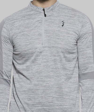 Grey Men Solid Polyester Sports Tshirt