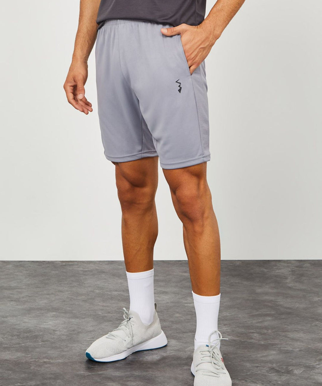 Solid Men Grey Sports Shorts (Blended Cotton)