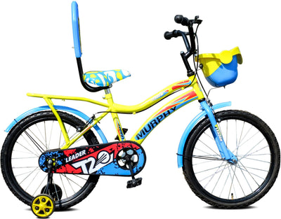 Murphy 20T Kids Cycle with Training Wheels for Age Group 5 to 9 Years, 20" Road Cycle, Single Speed, Yellow-Blue