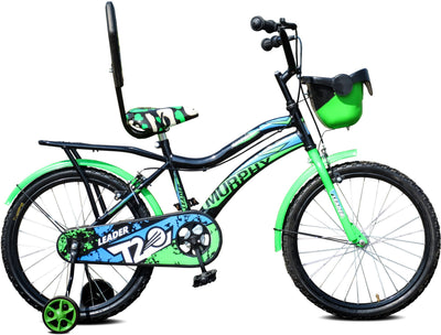 Murphy 20T Kids Cycle with Training Wheels for Age Group 5 to 9 Years, 20" Road Cycle, Single Speed, Black-Green