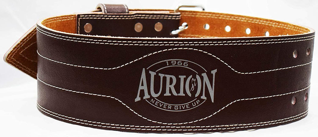 Aurion by 10Club Premium Leather Weight Lifting Belt-Large | Powerlifting Leather Gym Belt for Workout | Dead Lift Belt - Coffee