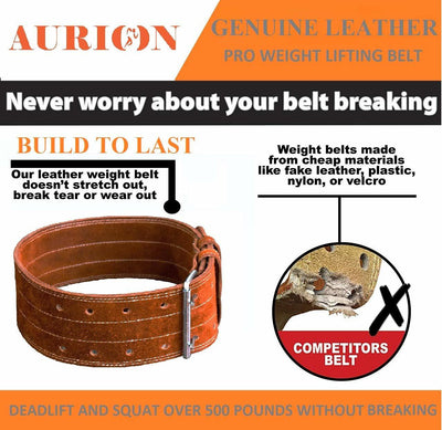 Aurion by 10Club Sued Leather Powerlifting Gym Belt-Small | Weight Lifting Belt for Heavy Workout for Men & Women | Professional Heavy Weight Lifting Belt - Brown