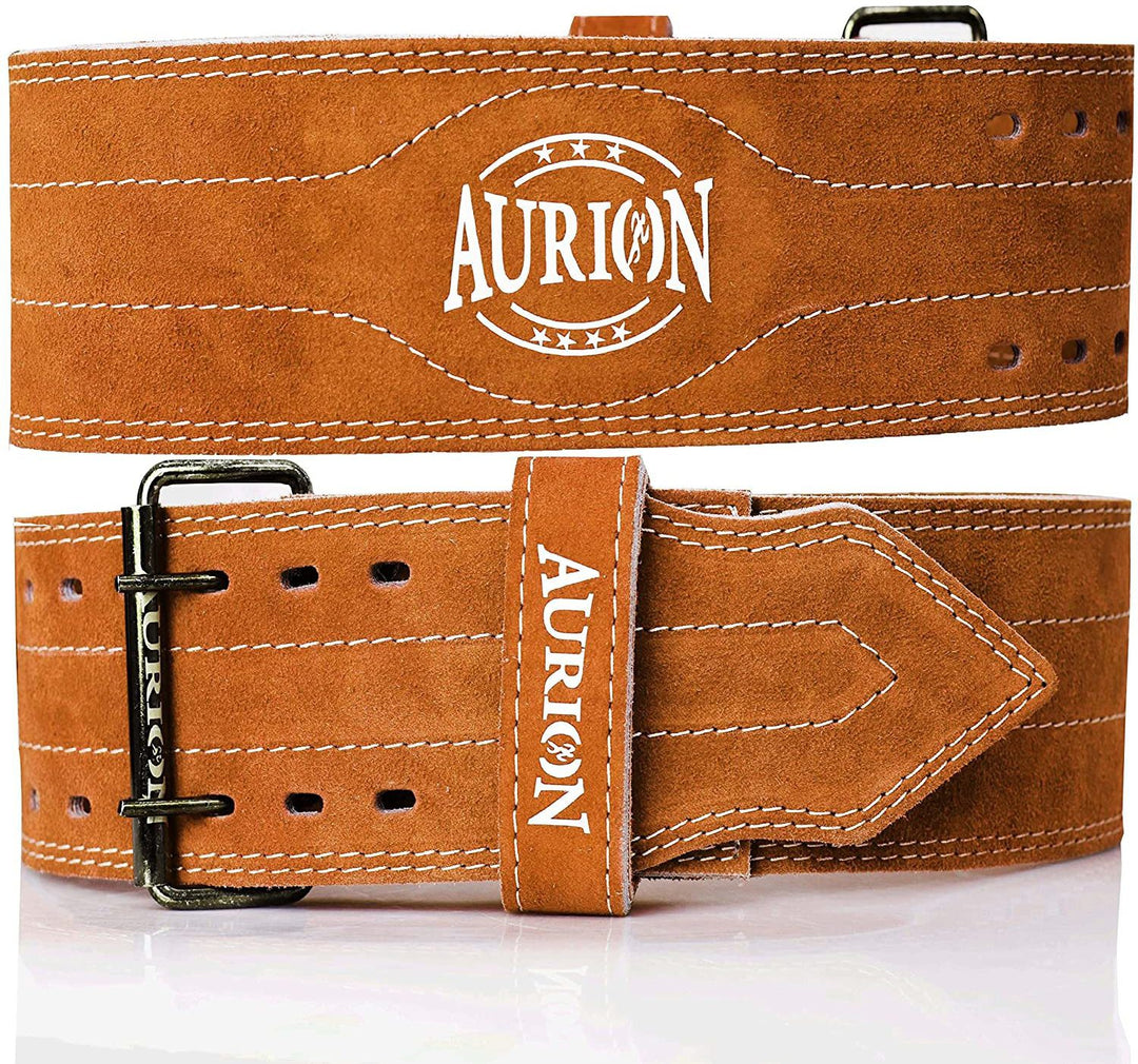 Aurion by 10Club Sued Leather Powerlifting Gym Belt-Small | Weight Lifting Belt for Heavy Workout for Men & Women | Professional Heavy Weight Lifting Belt - Brown
